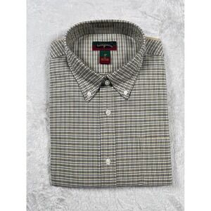 Saddlebred Mens XL Plaid Button Down Shirt Yellow Blue Cotton Long Sleeve NWT